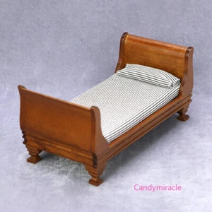 Maßstab 1:12 Puppenhaus Miniatur Vintage Einzelbett Möbelzubehör Schlafzimmer - Picture 1 of 7