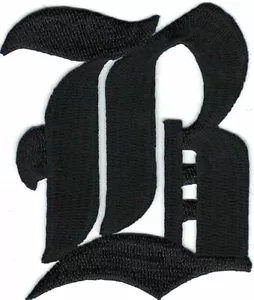 3" Fancy Black Old English Alphabet Letter B Embroidered Patch - Picture 1 of 1