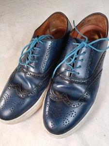 Oxford stringate da uomo Johnston & Murphy Hollins 25-9287 a coda di rondine blu navy taglia 10M - Foto 1 di 12