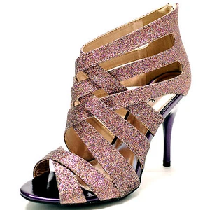 Nuevo Qupid Mujer Zapatos Formales Noche Bombas Tacones de aguja Baile de graduación Fiesta Fucsia Brillo - Imagen 1 de 11