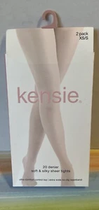 2 pair pack Kensie sheer tights black 20 Denier size XS/S - Picture 1 of 6