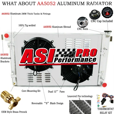 2 Row Radiator +Shroud Fan For 1994-2002 Dodge Ram 1500 2500 3500 5.2L 5.9L V8. Foto 1 de 4