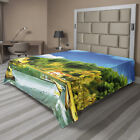 Ambesonne Travel Time Flat Sheet Top Sheet Decorative Bedding 6 Sizes