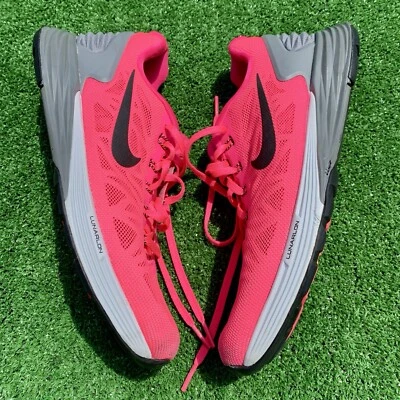 Nike Lunarglide 6 Womens 9.5 Shoes Road Race Stability Workout Trainer Pink Gray - Image 1 of 4