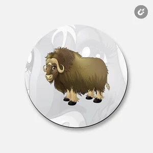Yak Animal | Calamita decorativa rotonda da 4" x 4" - Foto 1 di 2