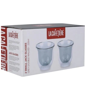 La Cafetiere  Jack Set Of 2 Grey Core Double Walled Coffee Glass Set 220ml - Picture 1 of 7