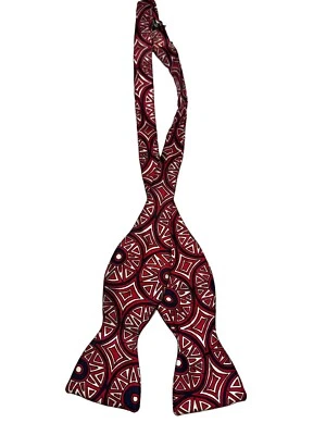 Tribal Silk Print Robert Talbott Black Red Bow Tie Men’s Formal  One Size OAK - Image 1 of 4