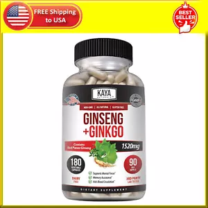 Ginkgo Biloba + Ginseng Extract 180ct Red Panax Focus Brain Memory Metabolism - Picture 1 of 13