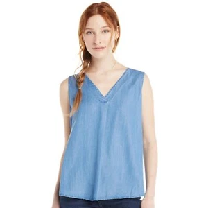 Time and Tru Women's Woven sleeveless Tank Top loose fit Medium Wash blue XL NWT - Picture 1 of 4