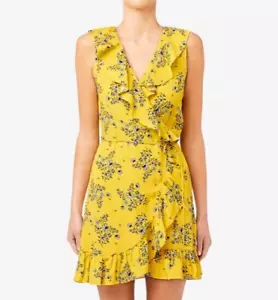 Seed Heritage Women Dress Yellow Size 6 Floral Wrap Multicoloured Sleeveless - Picture 1 of 18