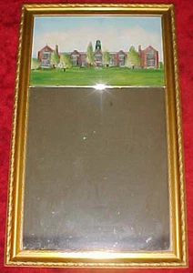 MARYLAND TOWSON TEACHERS COLLEGE HAND PAINTED REVERSE ART GLASS PAINTED MIRROR - Picture 1 of 4