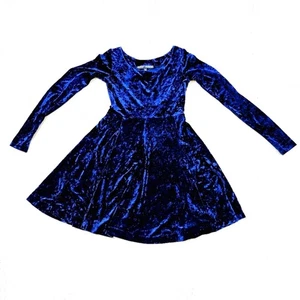 Vestido manga larga terciopelo aplastado azul Y2K Betsey Johnson. Talla mediana - Imagen 1 de 6