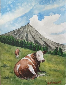 Original Watercolor Painting "Alps, Switzerland" 9" x 12" - Picture 1 of 6