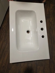 BB0930Y331 Lavabo integrado de cerámica blanca tres orificios de grifo pretaladrados grifo d - Imagen 1 de 4