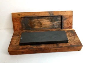 Piedra de afilar vintage, grano medio/fino con caja de madera - Imagen 1 de 15