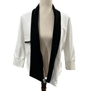 NEW NWT Chaser Black and White Open Front 3/4 Sleeve Jacket Size L - Picture 1 of 4