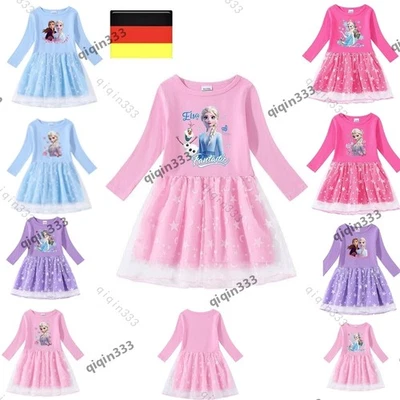 Kinder Kleid Mädchen Elsa Anna Prinzessin Cosplay Langarm Geburtstag PartyFancy* - Bild 1 von 4
