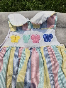 Vintage Samara Baby Girl Butterfly Seersucker Dress w/Bloomers Sleeveless 3T - Picture 1 of 6