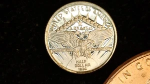 MINIATURE COIN 1936 COMMEMORATIVE HALF ARKANSAS ROBINSON PROOF STERLING SILVER - Picture 1 of 2