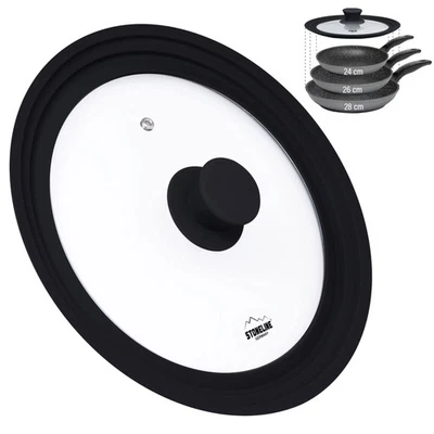 Couvercle universel en verre 24/26/28 | Noir - Photo 1/4