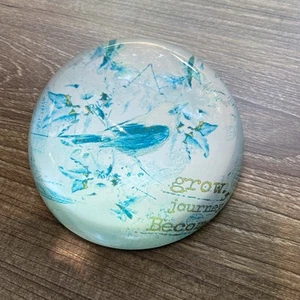 Pisapapeles Blue Bird cúpula de vidrio fondo plano Grow Journey Become - Imagen 1 de 1