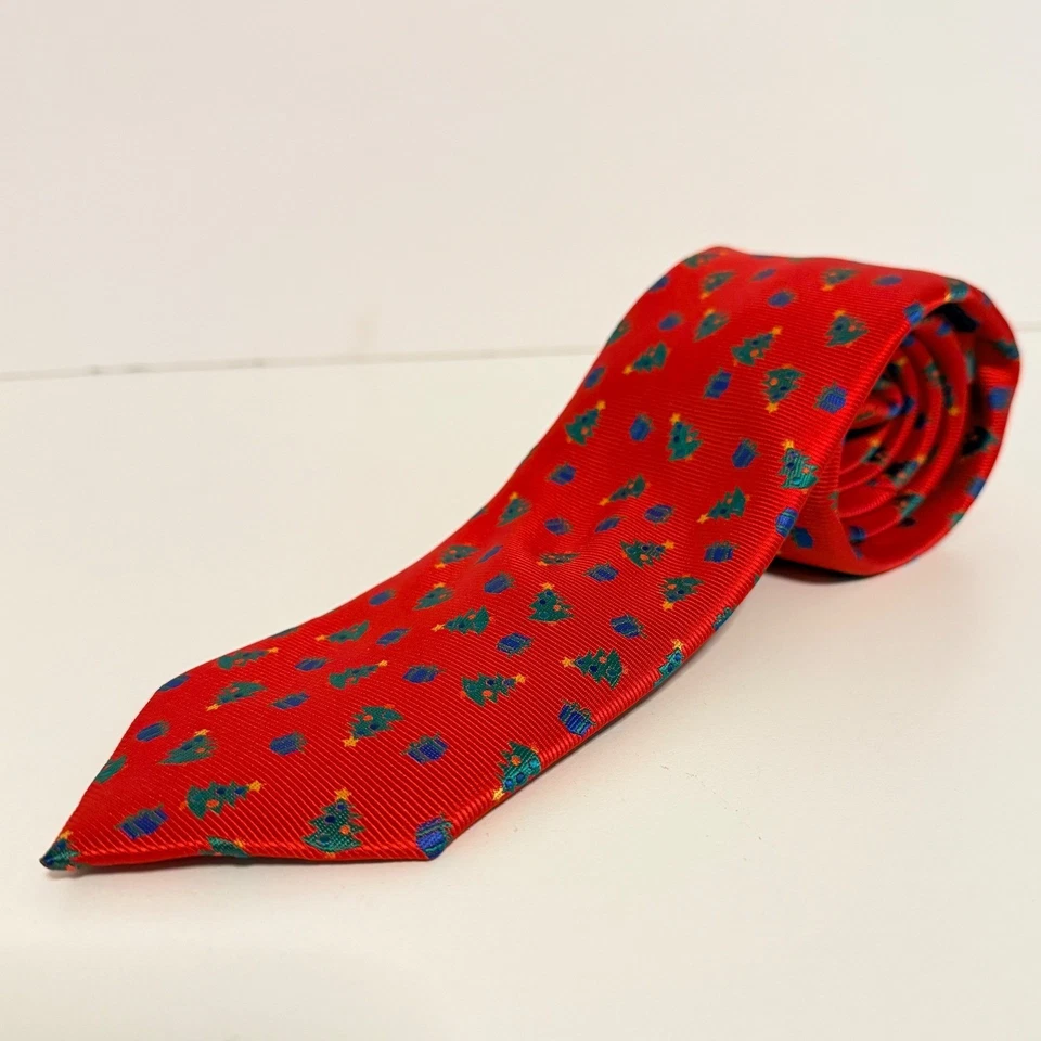 Christmas Tree Gift Print Holiday Hallmark Festive Novelty Neck Tie - Image 1 of 4