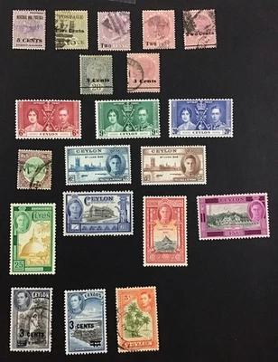 Ceilán 1885-1947 F-VF MH y lote usado entre Sc#124-299, Cv$40+.       (W47) Foto 1 de 2