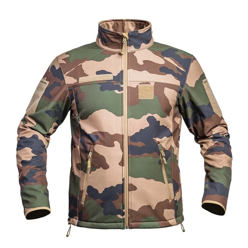 VESTE SOFTSHELL FIGHTER CAMO FR/CE MILITAIRE PAINTBALL AIRSOFT ARMEE OPEX PARA - Photo 1/4