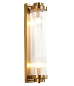 Wall Sconce Light Wall Lamp Brass Gold Crystal Glass Base 40cm Indoor AUCTION - Picture 1 of 7