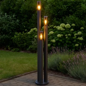 Außenlampe Standleuchte Stehlampe Gartenleuchte Edelstahl 3 Flammig E27 H 170 cm - Bild 1 von 12