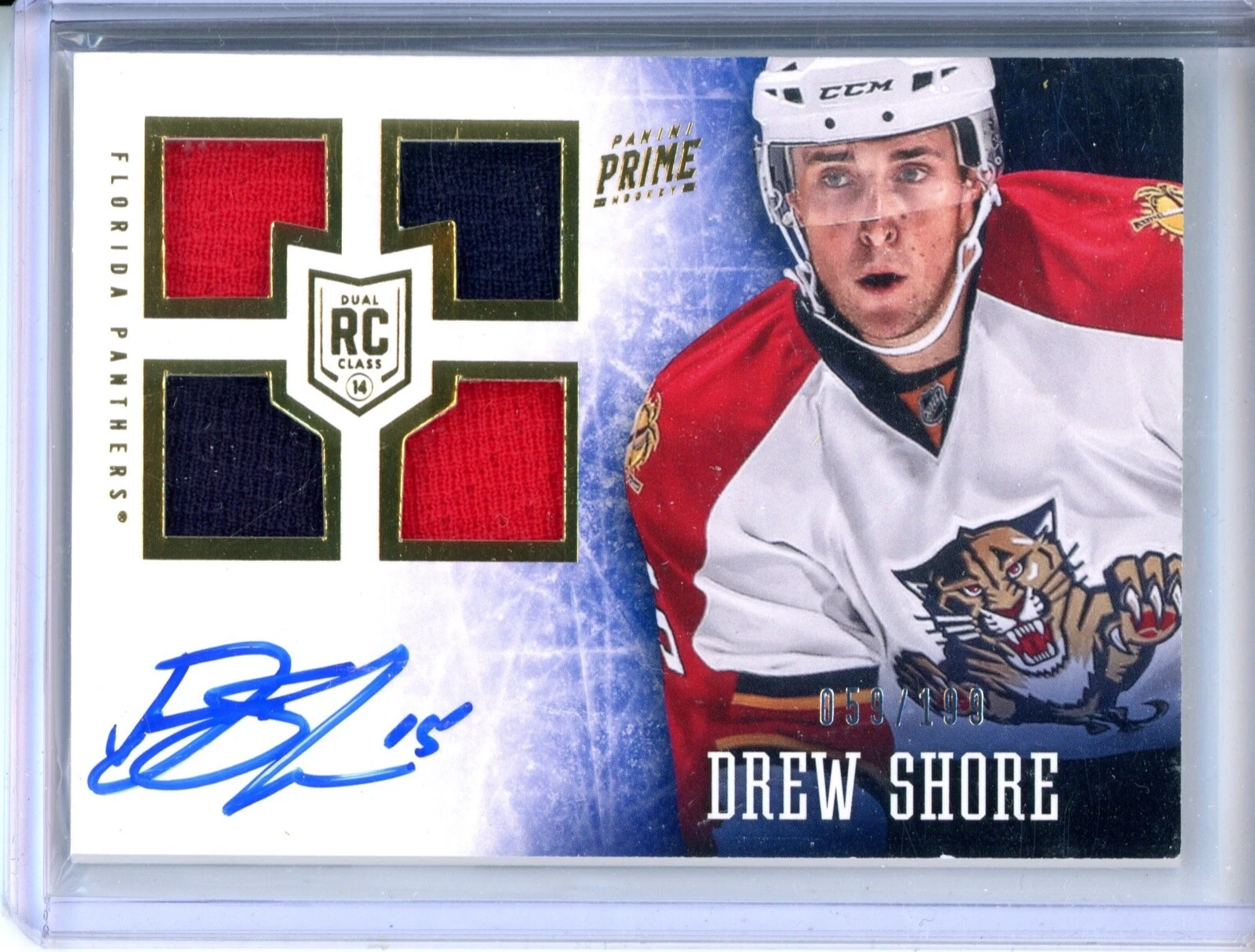 2013-14 Panini Prime Drew Shore 138 Rookie Jersey Auto 059/199 Florida Panthers
