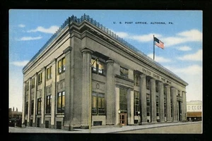 Post Office postcard Pennsylvania PA Altoona flag columns lanterns - Picture 1 of 2