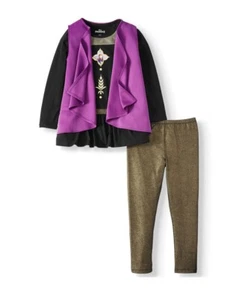 Disney Frozen Princess Queen Anna Long Sleeve Top Vest Pants 3 Piece Set Size 8 - Picture 1 of 9