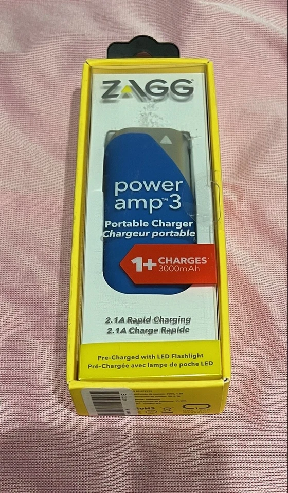 ZAGG Power Amp 3 Batería Portátil/Cargador/Linterna LED 3000mAh, AZUL/PLATEADO Foto 1 de 1