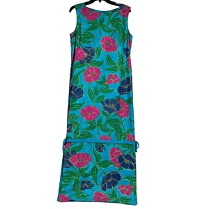 Reef Towers Casual Aire Hawaiian Maxi Dress Floral Vintage 60s Size 14 - Picture 1 of 11