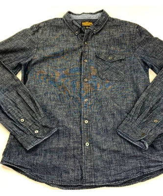 True Religion Mens Denim Shirt Blue Chambray Long Sleeves Pocket 100% Cotton M - Image 1 of 4