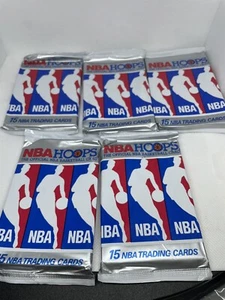 Lot of 5 x 1990-91 NBA HOOPS Series 1 SEALED PACKS JORDAN VINCENT JACKSON - - Bild 1 von 4