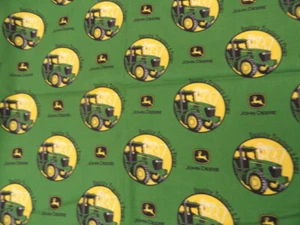 2019 John Deere Quality Tractors and Plows 1837 Cotton Fabric 1 YD with Nap - Picture 1 of 5