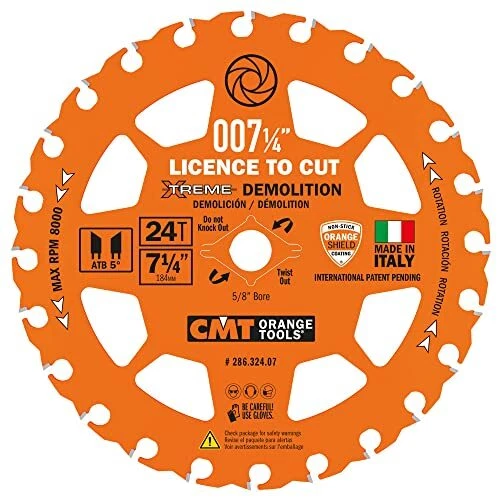 CMT 286.324.07-X10 Carbide Xtreme Demolition Blades, 7-1/4" x 24T, 10-Pack