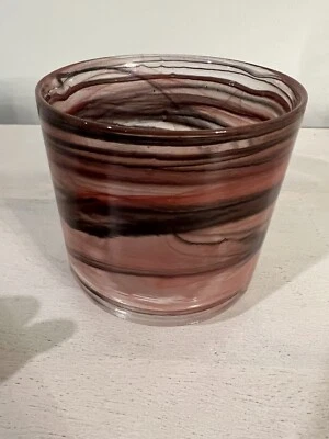 Candelabro grande de vidrio con remolinos rosa gris negro 4x4 hecho en Turquía Foto 1 de 4