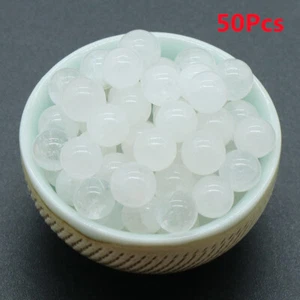 50 piezas cuentas de bola redonda de piedra sin perforar de cristal blanco natural de 8 mm HT448 - Imagen 1 de 5