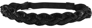 Pailletten Stirnband geflochten Gummizug Boho Kylie Band Haarband Bandeau schwarz - Bild 1 von 6