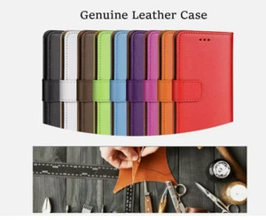 Luxury Genuine Real Leather Wallet Case Cover for Samsung Galaxy S5 UK SELLER - Picture 1 of 29