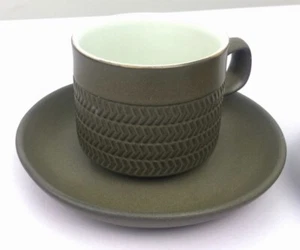 Denby Chevron Camelot Grün Tee/Kaffeetasse Untertasse Vintage 70er Mid Century England - Bild 1 von 4