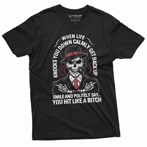 Herren lustiges motivierendes T-Shirt Life knocks you down inspirierendes T-Shirt - Bild 1 von 9