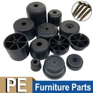 Piezas de muebles de plástico negro patas niveladoras patas de sofá atornillables patas de sofá redondas - Imagen 1 de 33