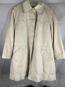 Women's London Fog Baltimore Trench Coat Size 14R Ivory Removable Fleece Lining - Picture 1 of 5