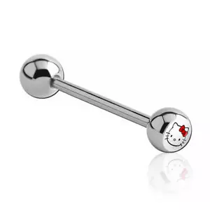 Langhantel Zunge Stahl Kugel Logo Hello Kitty weißer Hintergrund - Bild 1 von 1