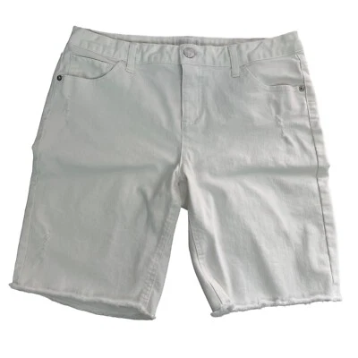 Pantalones Cortos Vaqueros JUSTICE Niña Blancos Talla 16 Plus Envejecidos Dobladillo Crudo Bolsillos Elastizados Foto 1 de 4