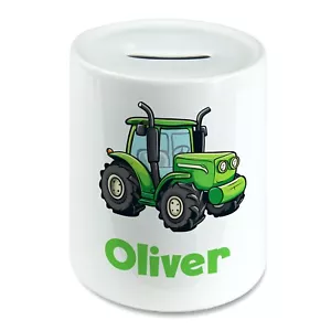 Personalised Any Name Tractor Kids Savings Money Box Piggy Bank. Boys Girls - Foto 1 di 2